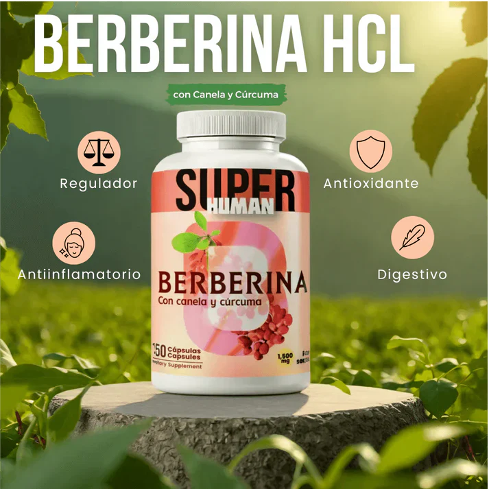 Berberina HCL - Equilibrio de la Glucosa y Prevención Diabética con Canela y Cúrcuma (150 Cápsulas) - SuperHuman™